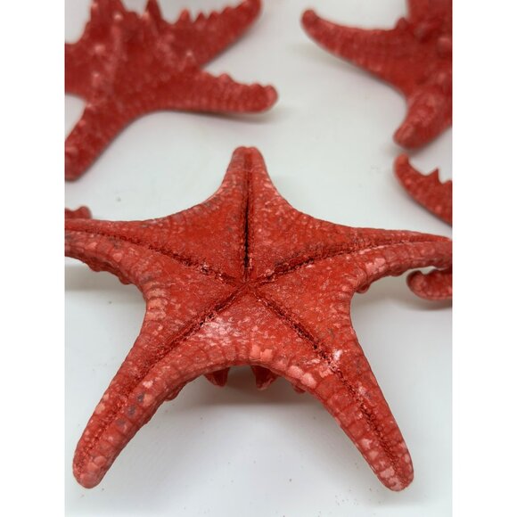 Red Decorative Starfish Set of 8 - 5" Textured Coastal Beach Nautical Decor - Picture 7 of 10